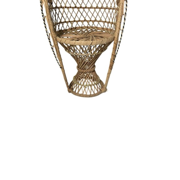 Wicker Peacock Chair Fan Back Rattan Doll Plush Plant Stand Small Boho Decor 15” - Picture 3 of 12
